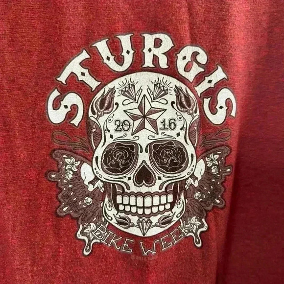 Sturgis Bike Week Skull & Bones Tank Top  Burgundy Size 2XL - Picture 8 of 9